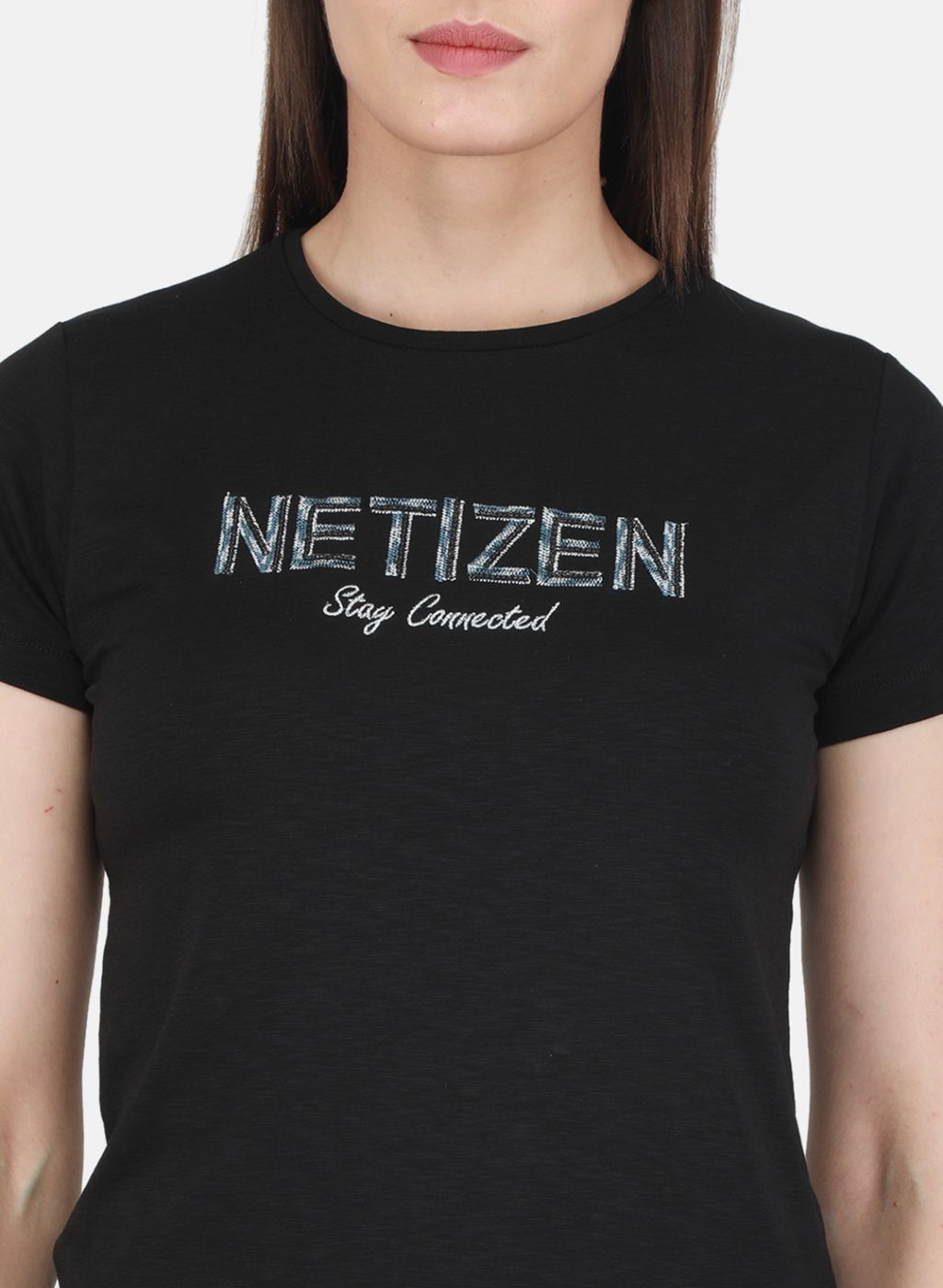 Women Black Embroidered Top