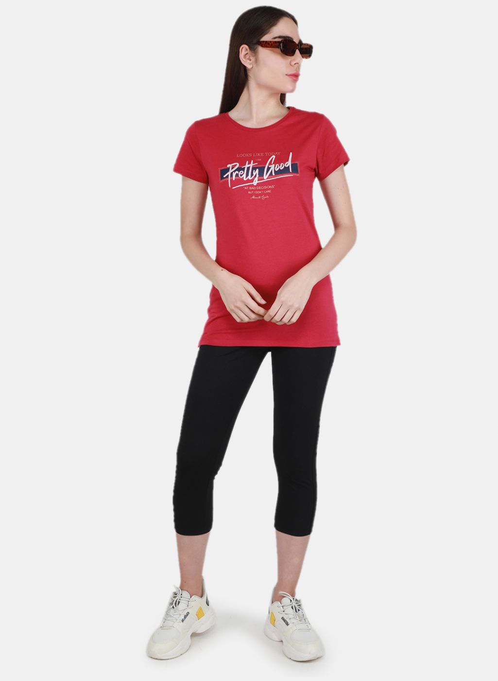 Women Off White & Magenta Printed Top 2 Pc Set