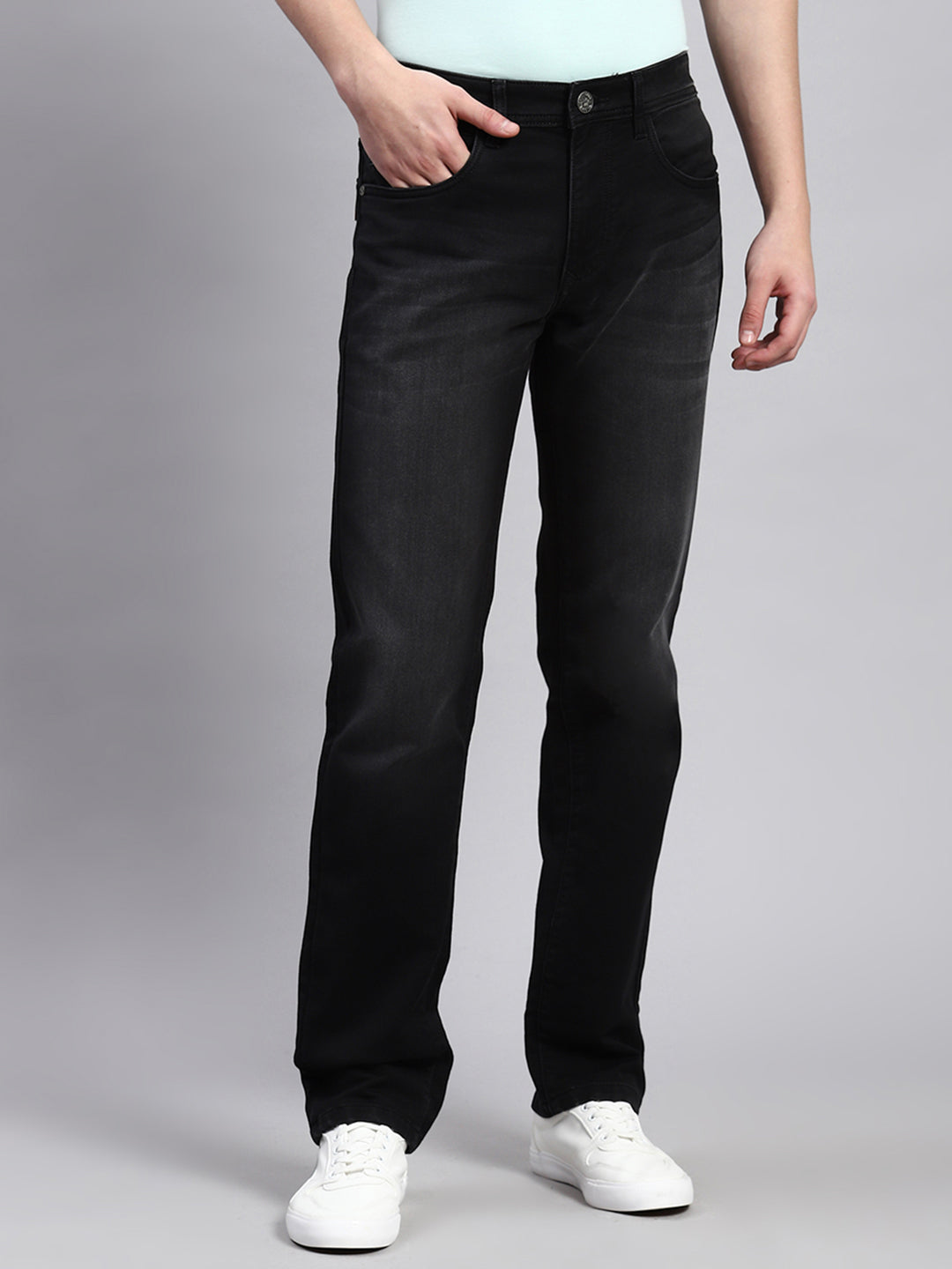 Men Black Regular Fit Denim