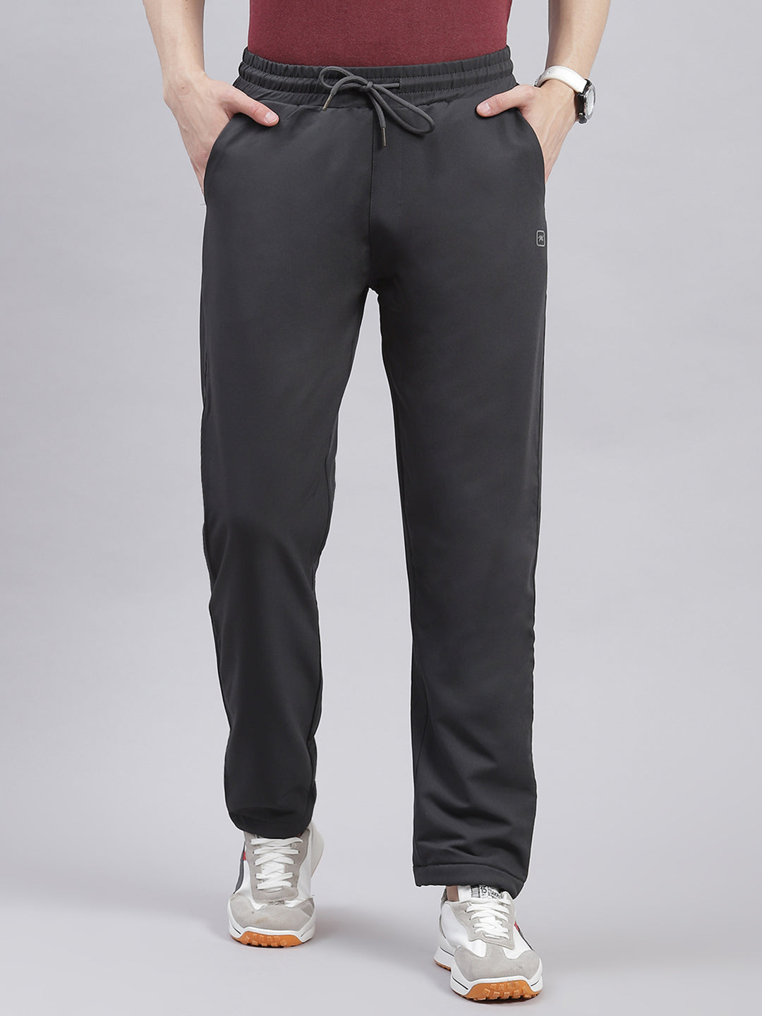 Men Grey Solid Regular Fit Winter Lowers