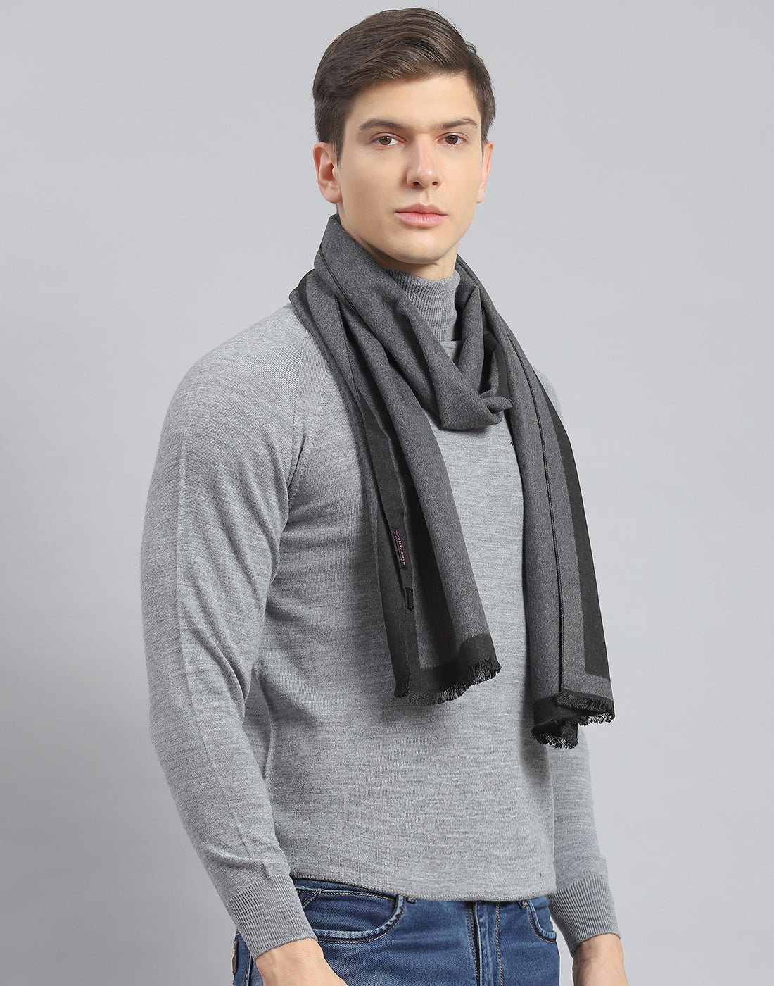 Men Grey Solid Muffler