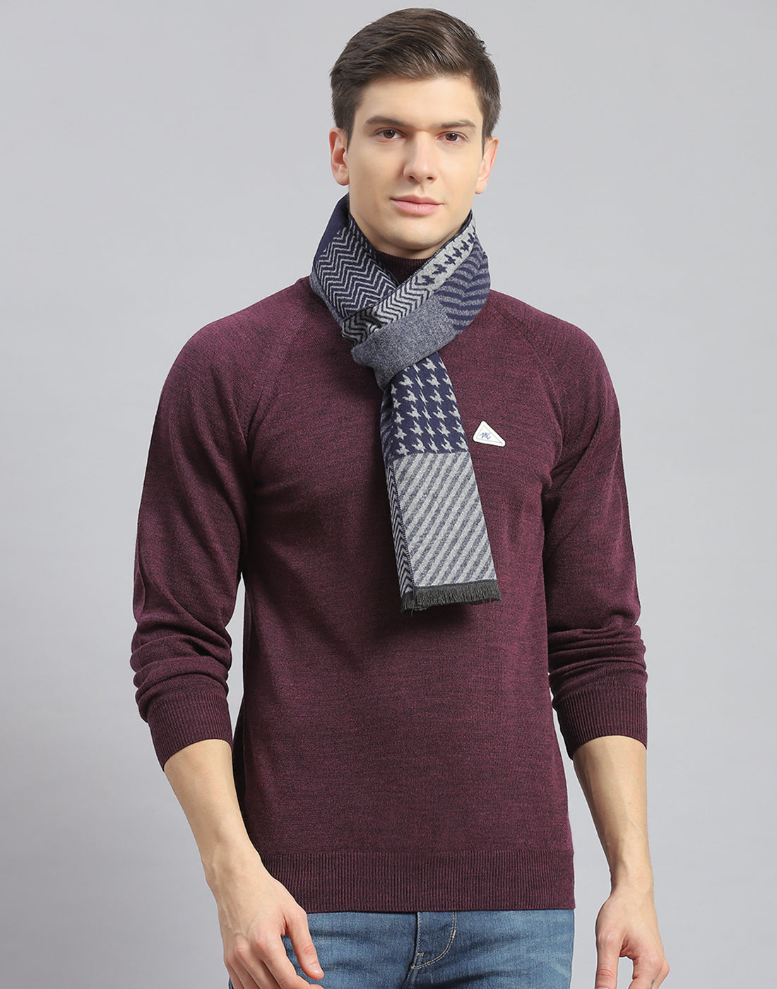 Men Blue Self Design Muffler