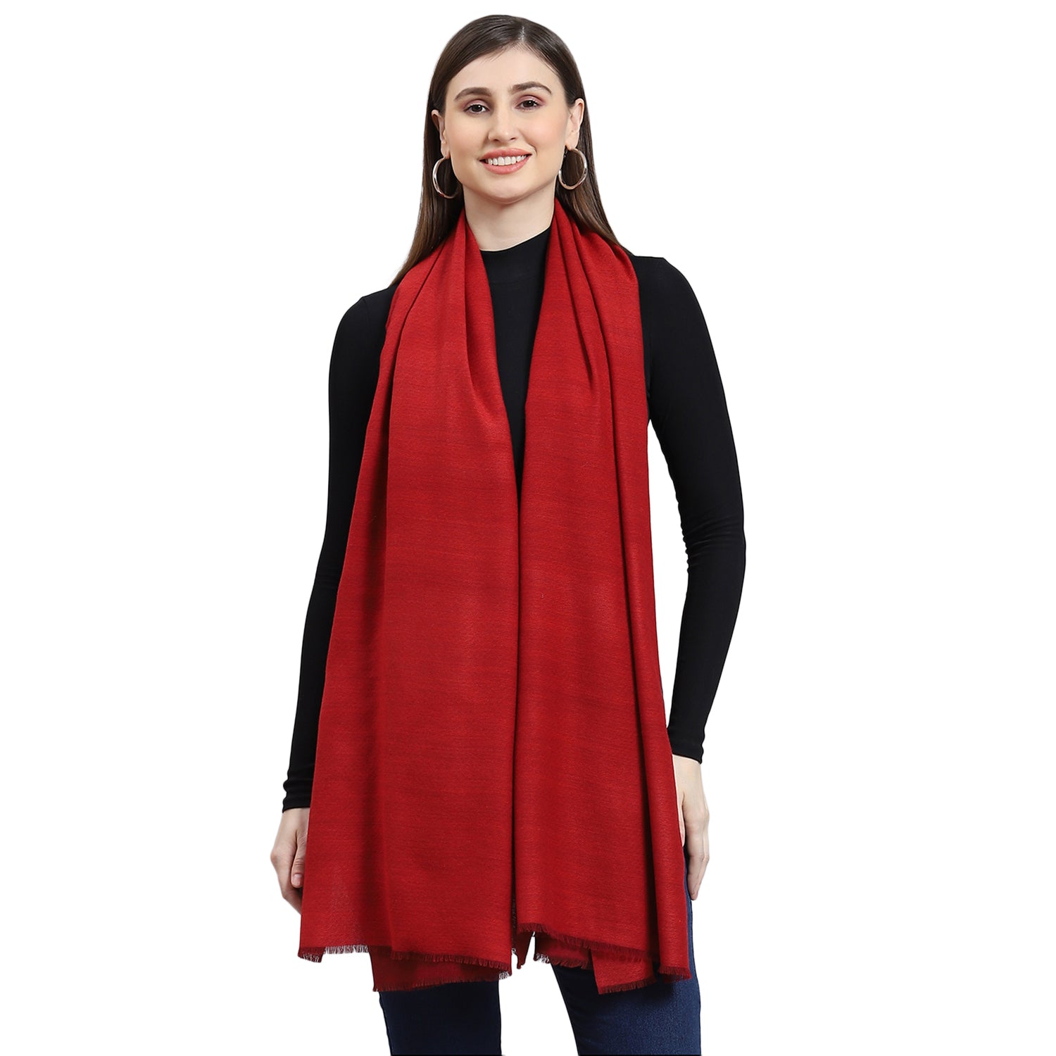 Women Red Solid Shawl