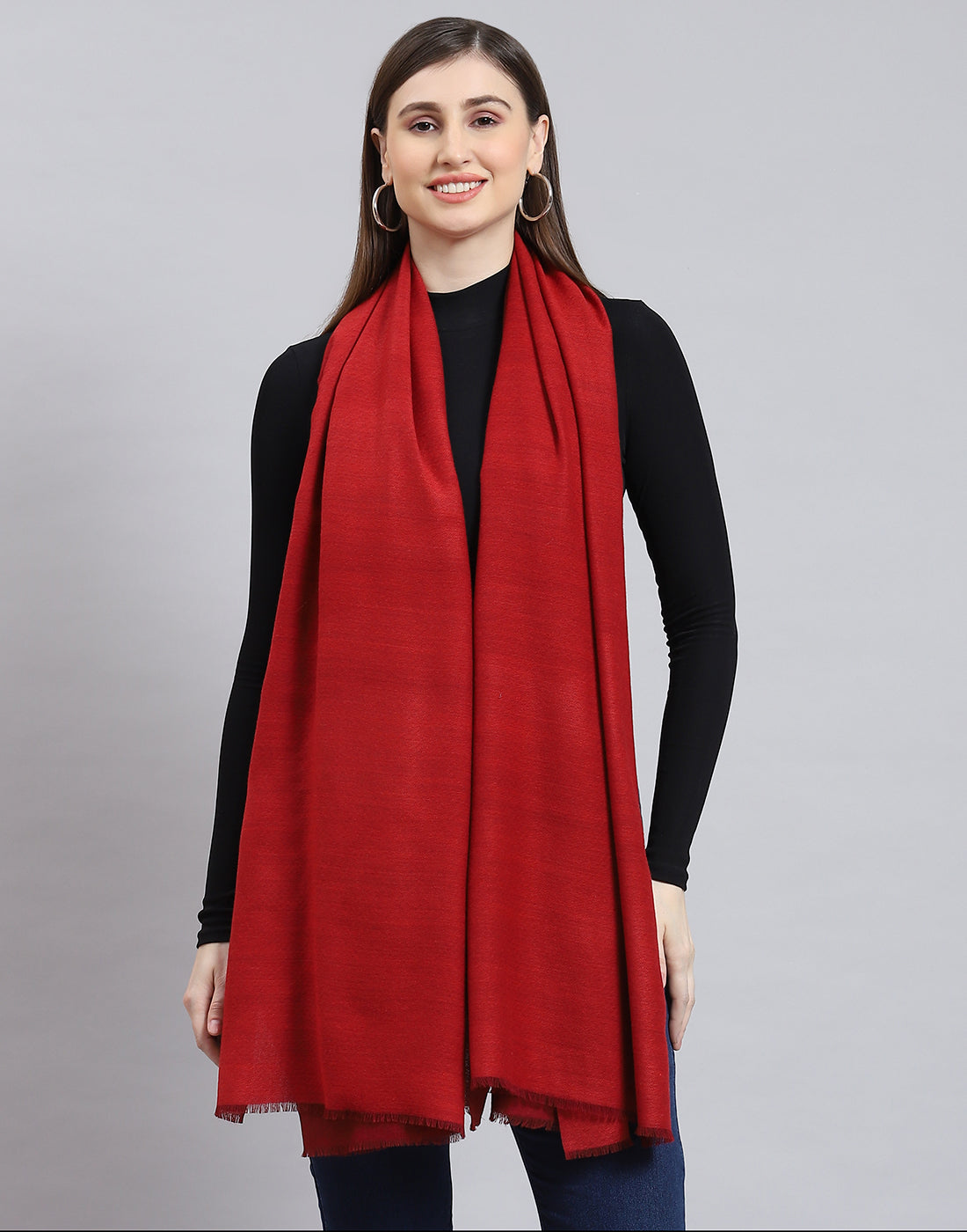 Women Red Solid Shawl