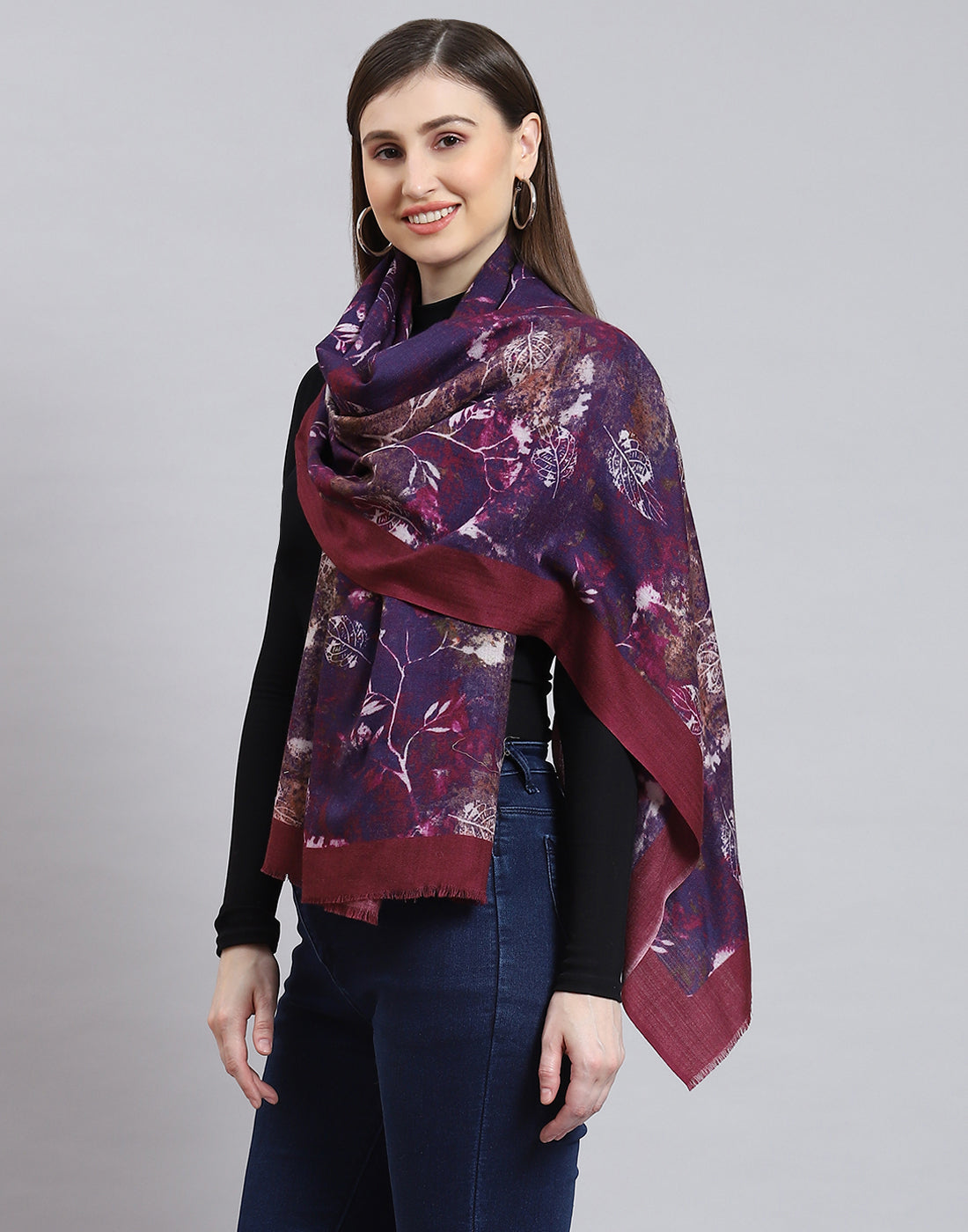 Women Purple Printed Shawl