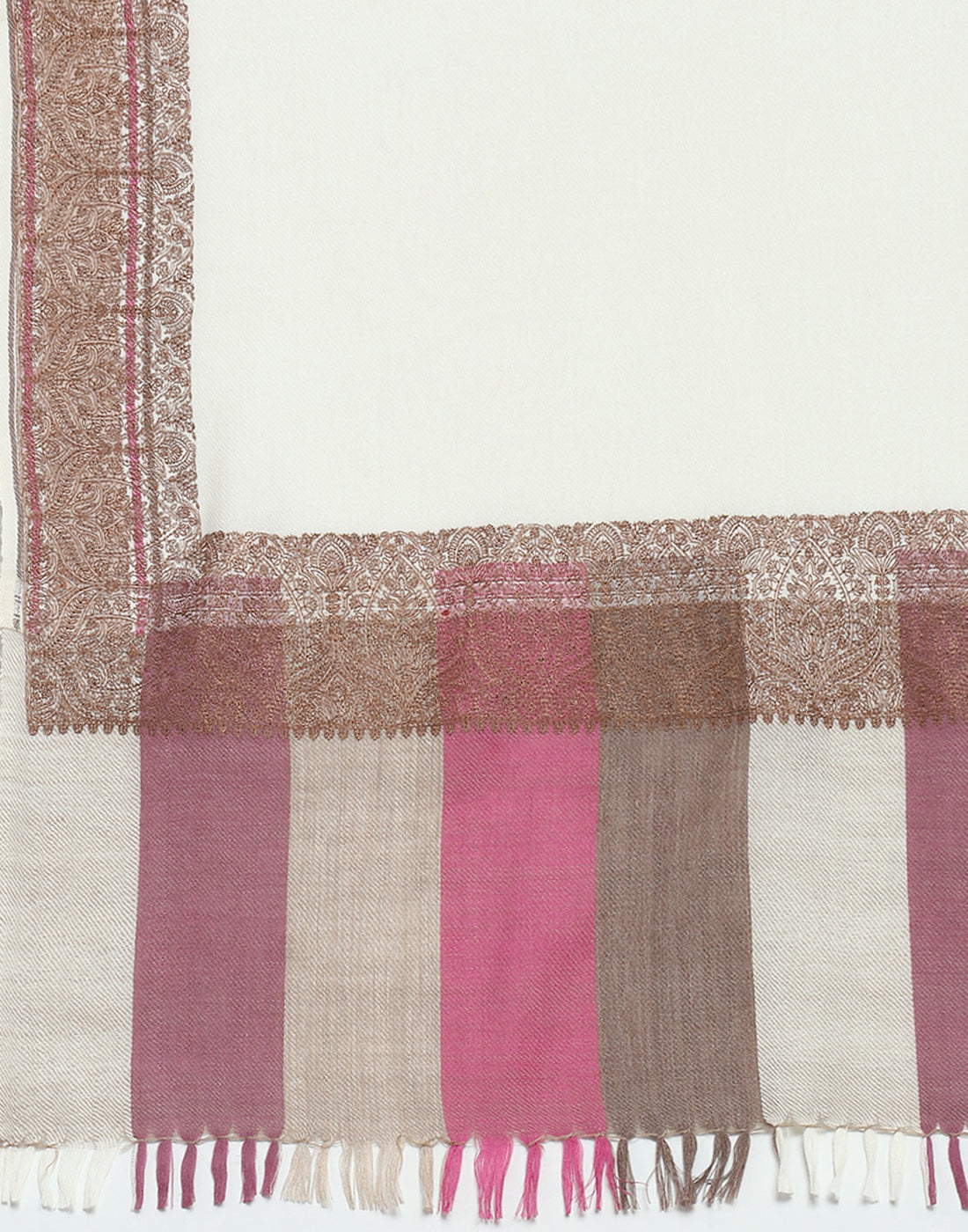 Women Off White Self Design Shawl