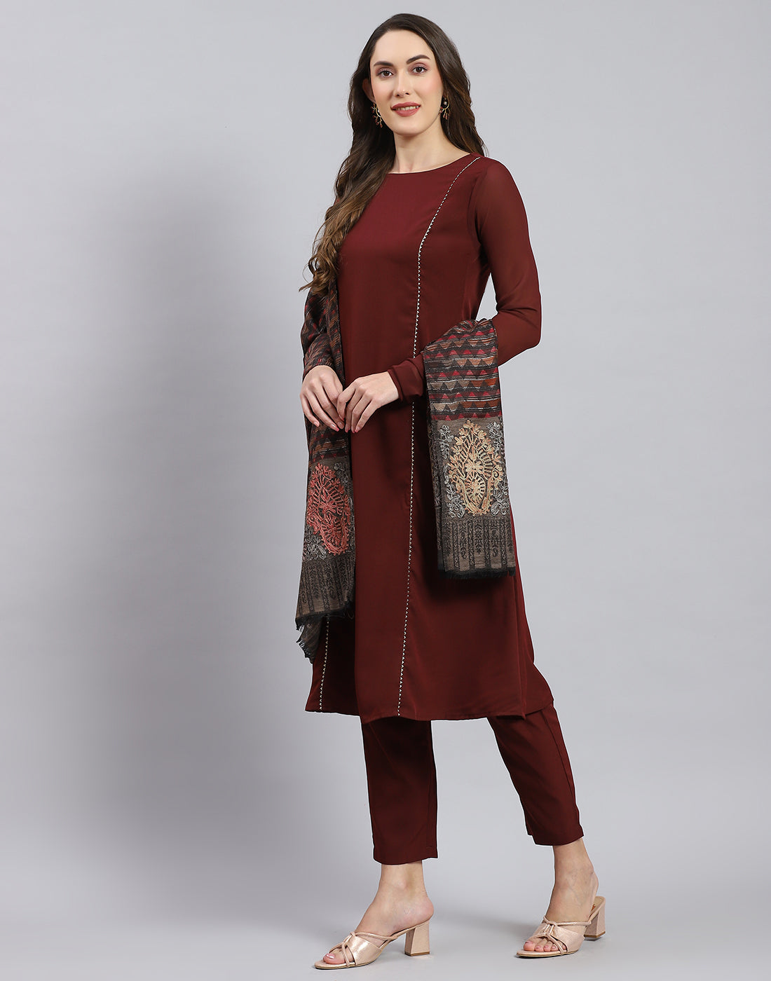 Women Multicolor Self Design Shawl