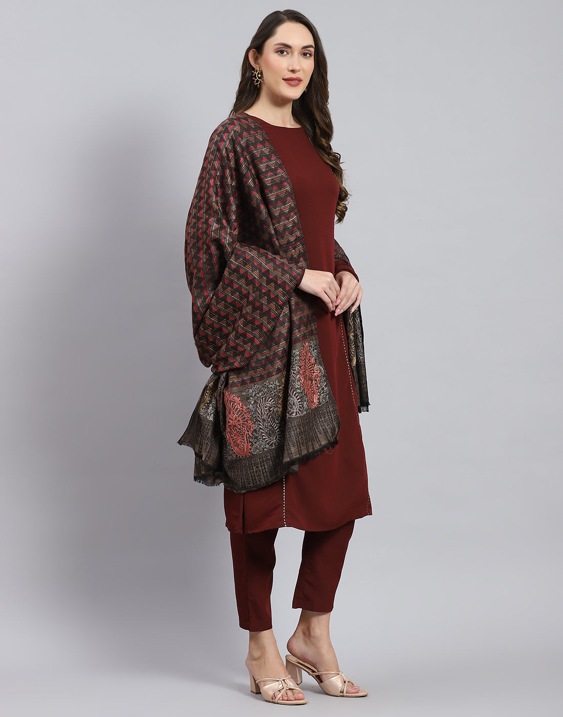 Women Multicolor Self Design Shawl