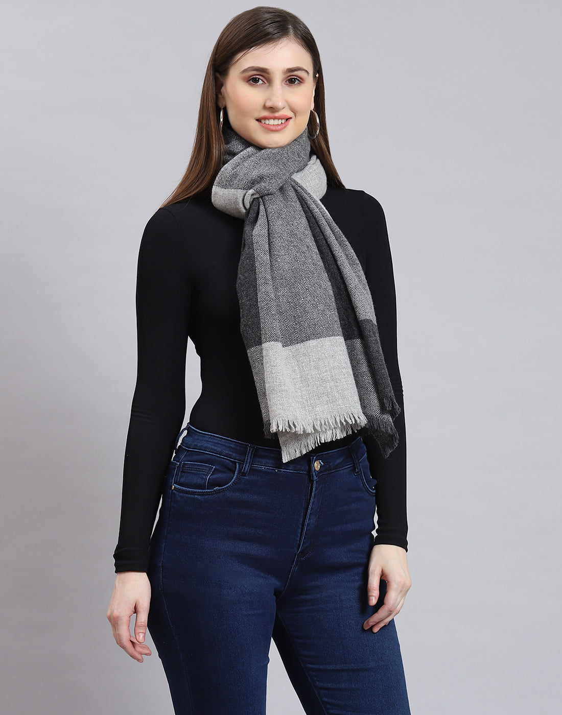 Women Grey Solid Stole