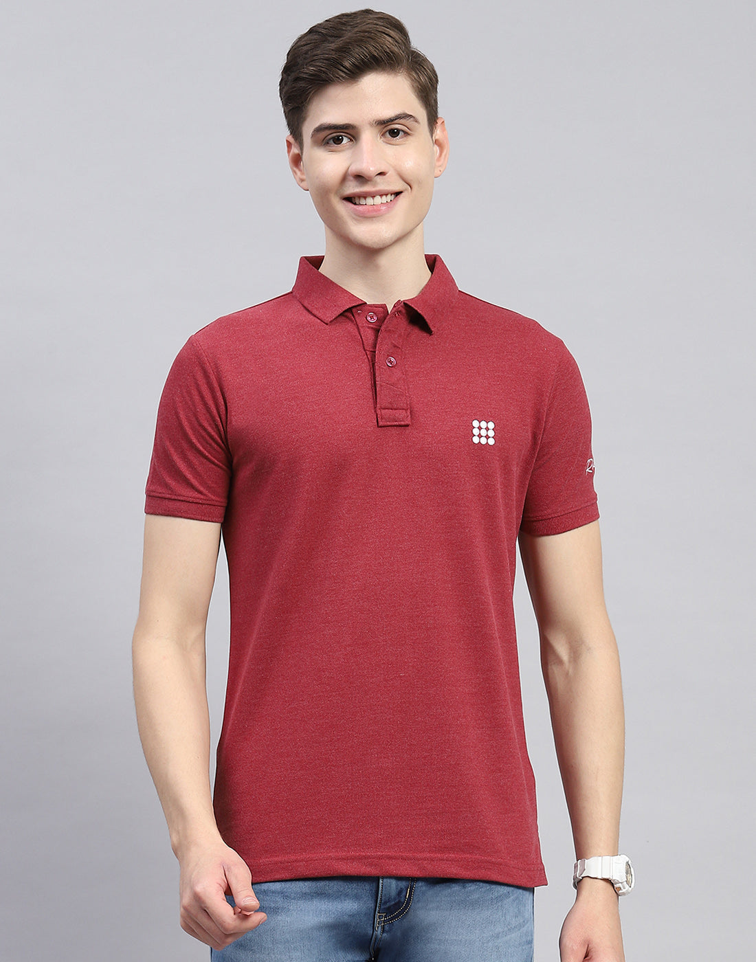 Rock.it Men Maroon Solid Polo Collar Half Sleeve T-Shirt