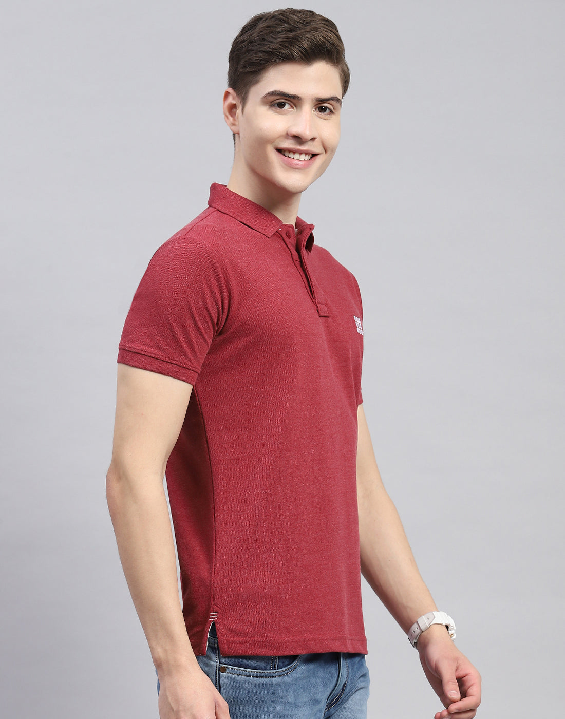 Rock.it Men Maroon Solid Polo Collar Half Sleeve T-Shirt