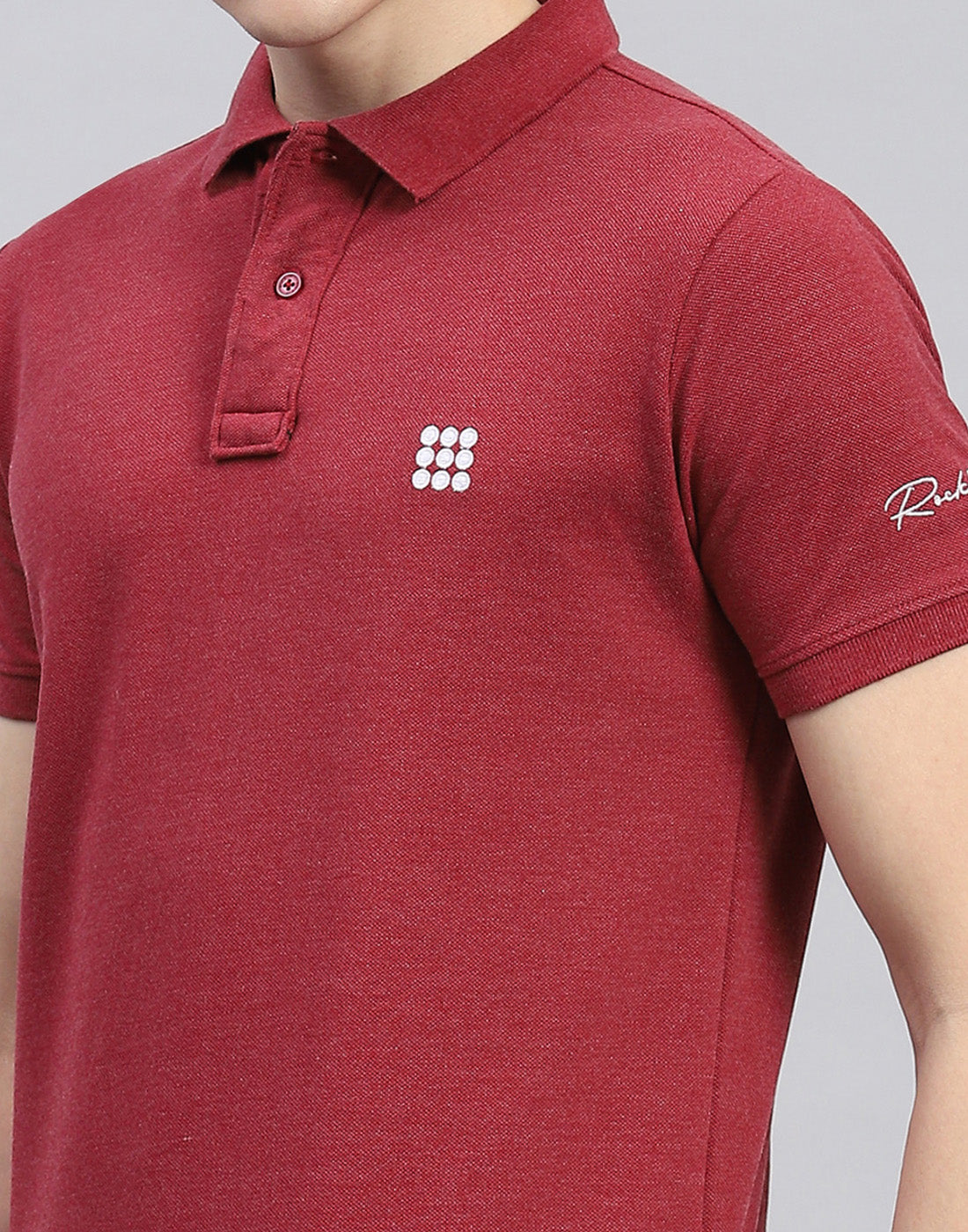 Rock.it Men Maroon Solid Polo Collar Half Sleeve T-Shirt