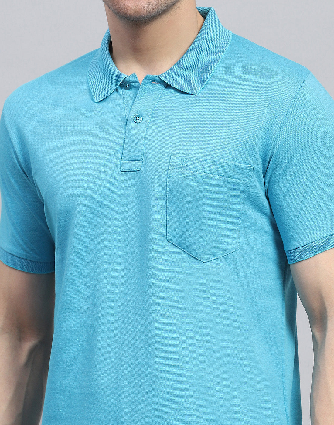 Men Blue Solid Polo Collar Half Sleeve T-Shirt