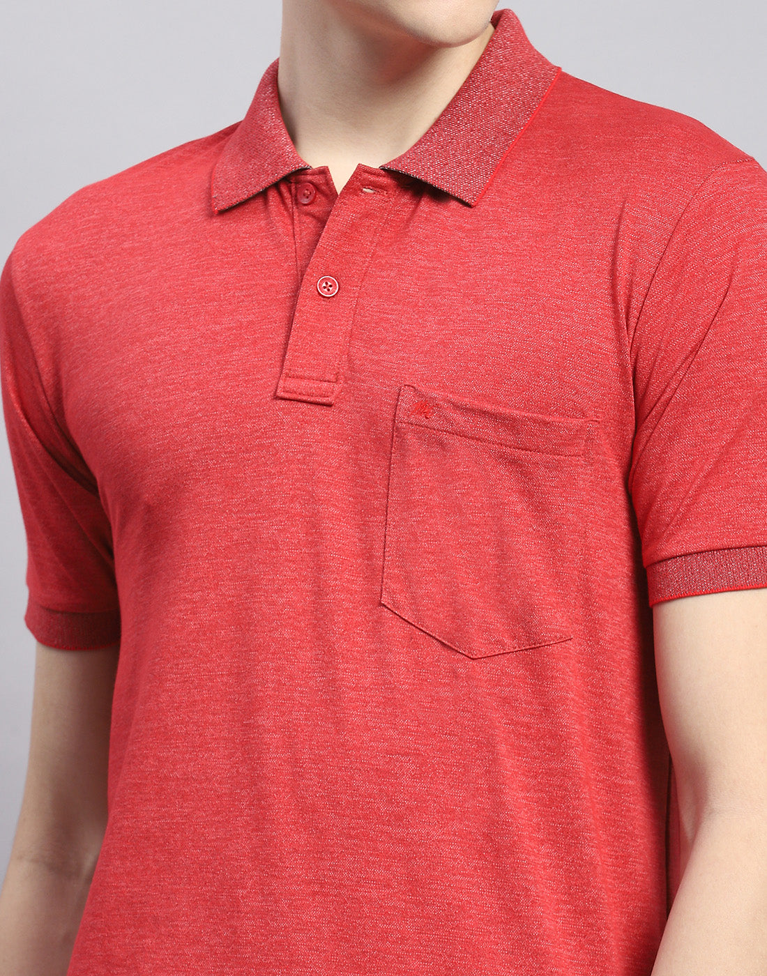 Men Red Solid Polo Collar Half Sleeve T-Shirt