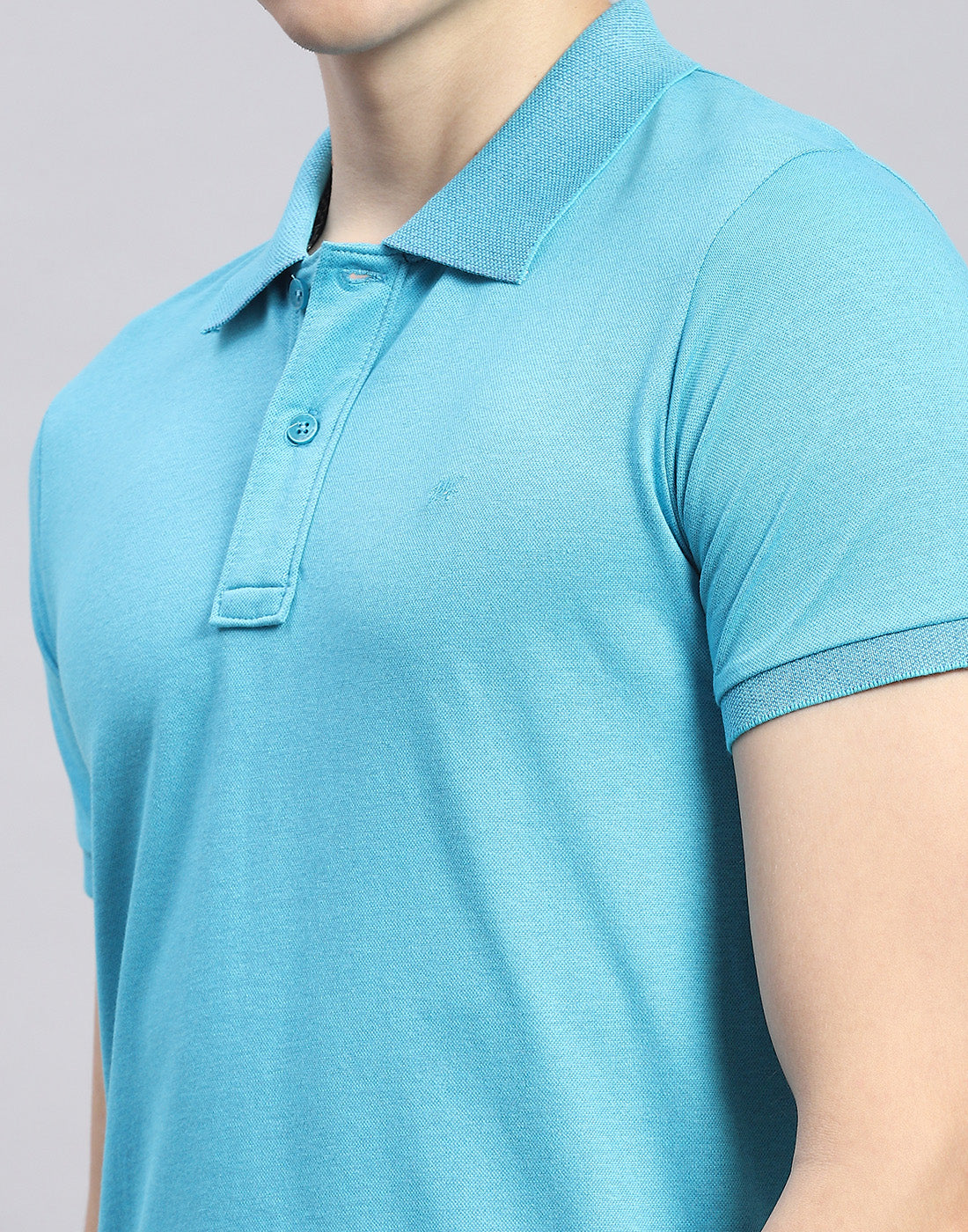 Men Blue Solid Polo Collar Half Sleeve T-Shirt