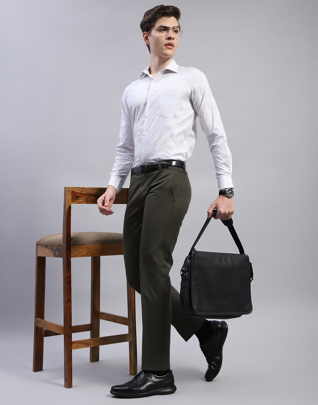 Men Blue Solid Collar Full Sleeve Shirt