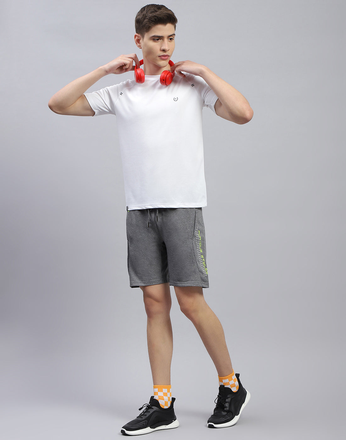 Men Grey Solid Bermuda