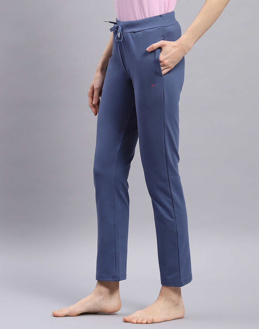 Women Navy Blue Solid Regular Fit Lower