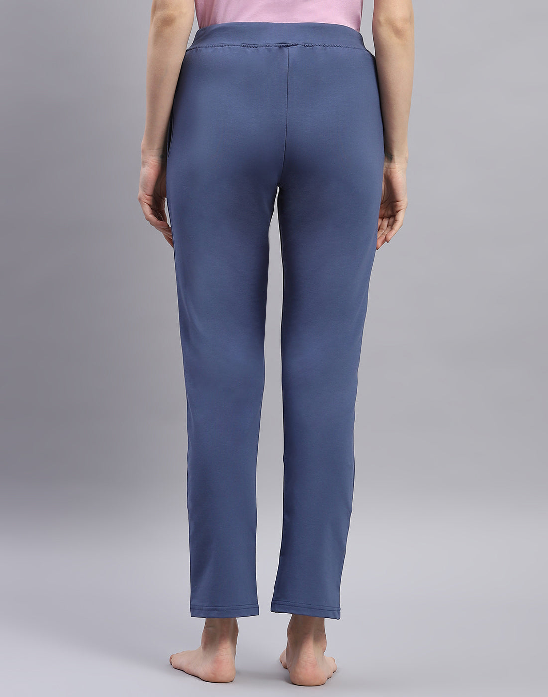 Women Navy Blue Solid Regular Fit Lower