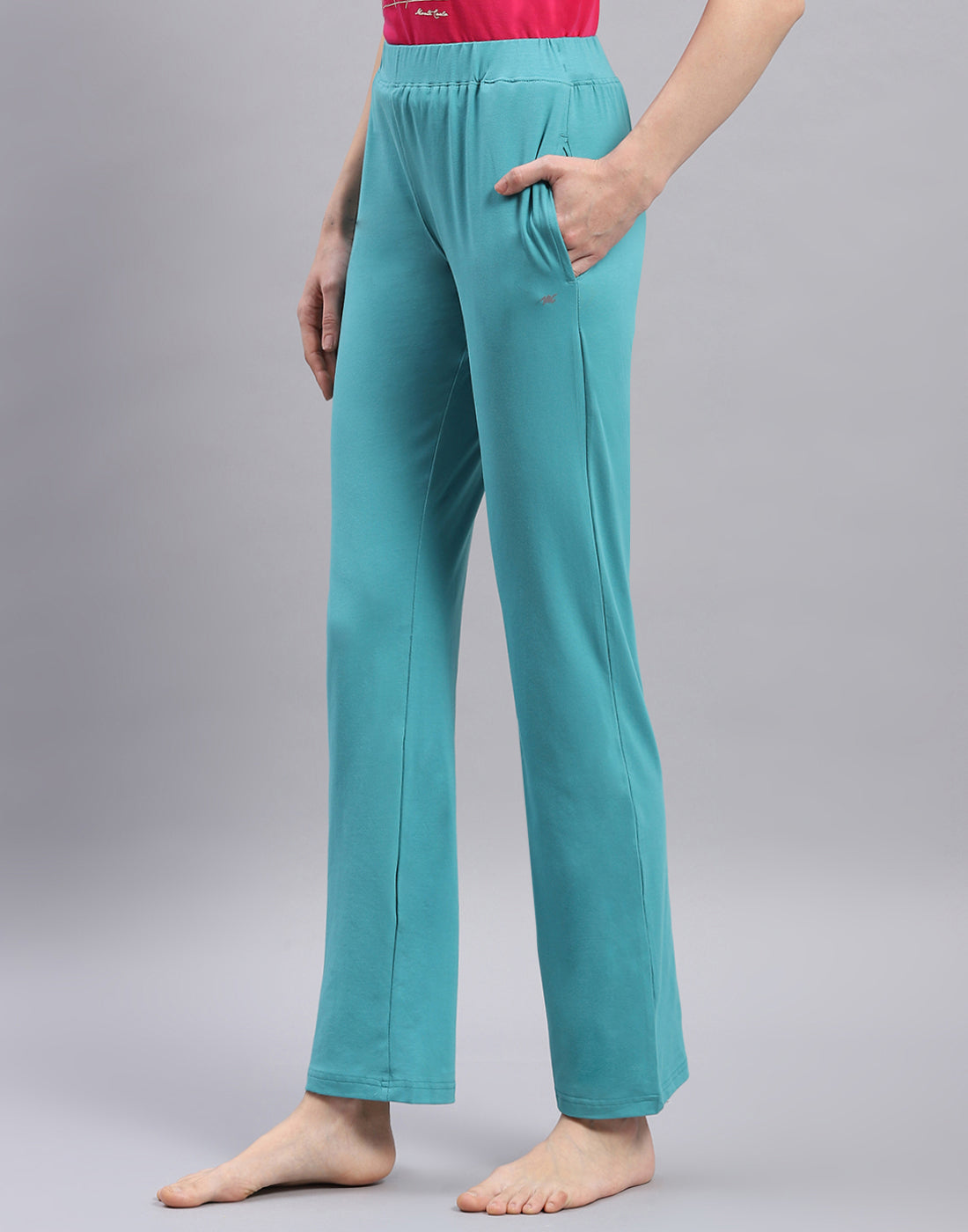 Women Turquoise Blue Solid Regular Fit Lower