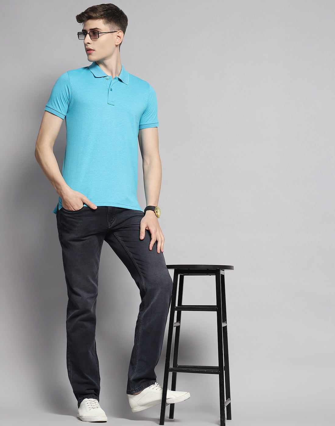 Men Black Normal Wash Straight Fit Denim