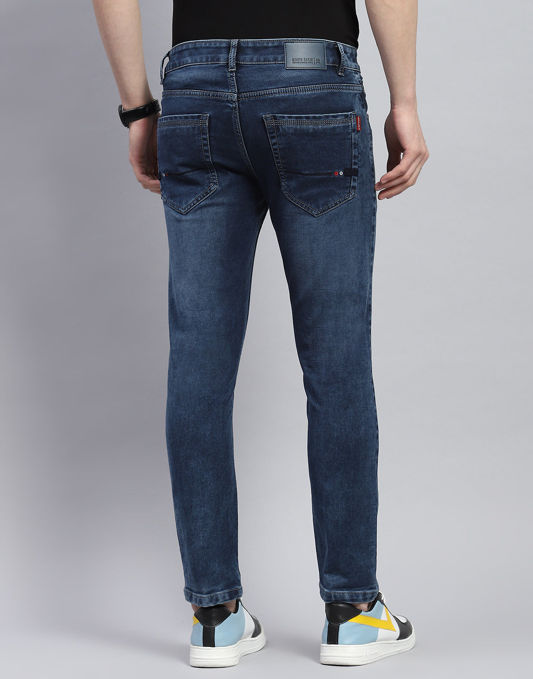 Men Blue Light Wash Ankle Length Denim