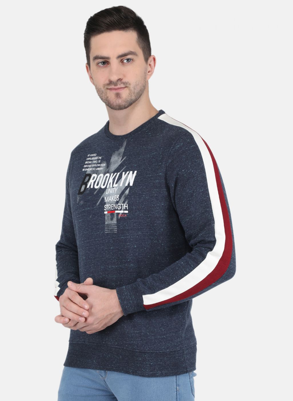 Men Blue Solid Sweatshirt