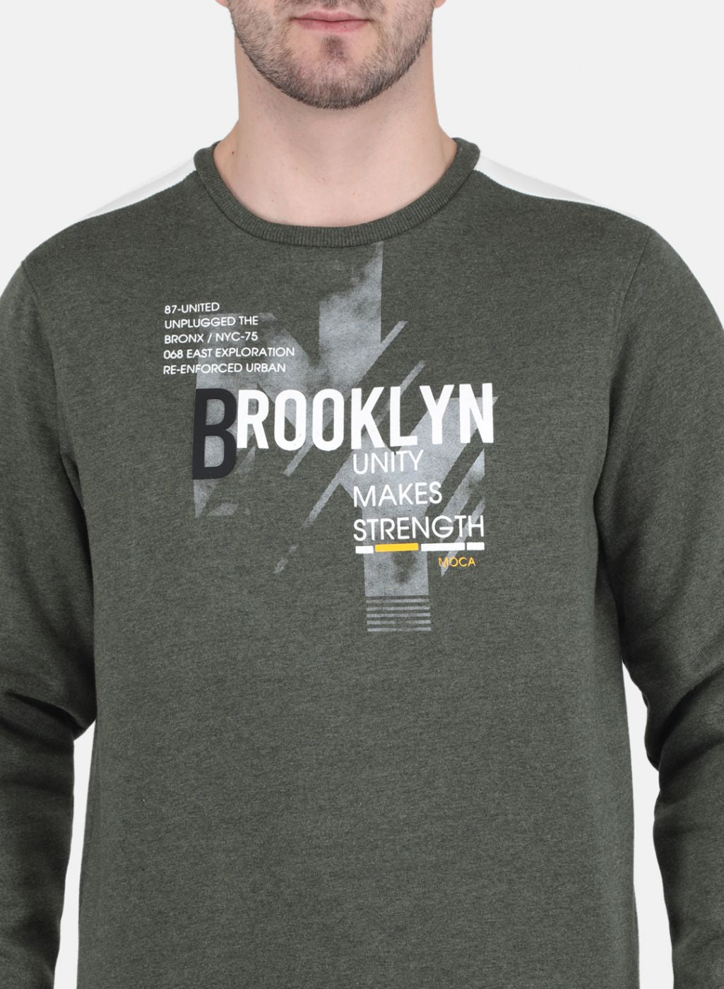 Men Olive Solid Sweatshirt