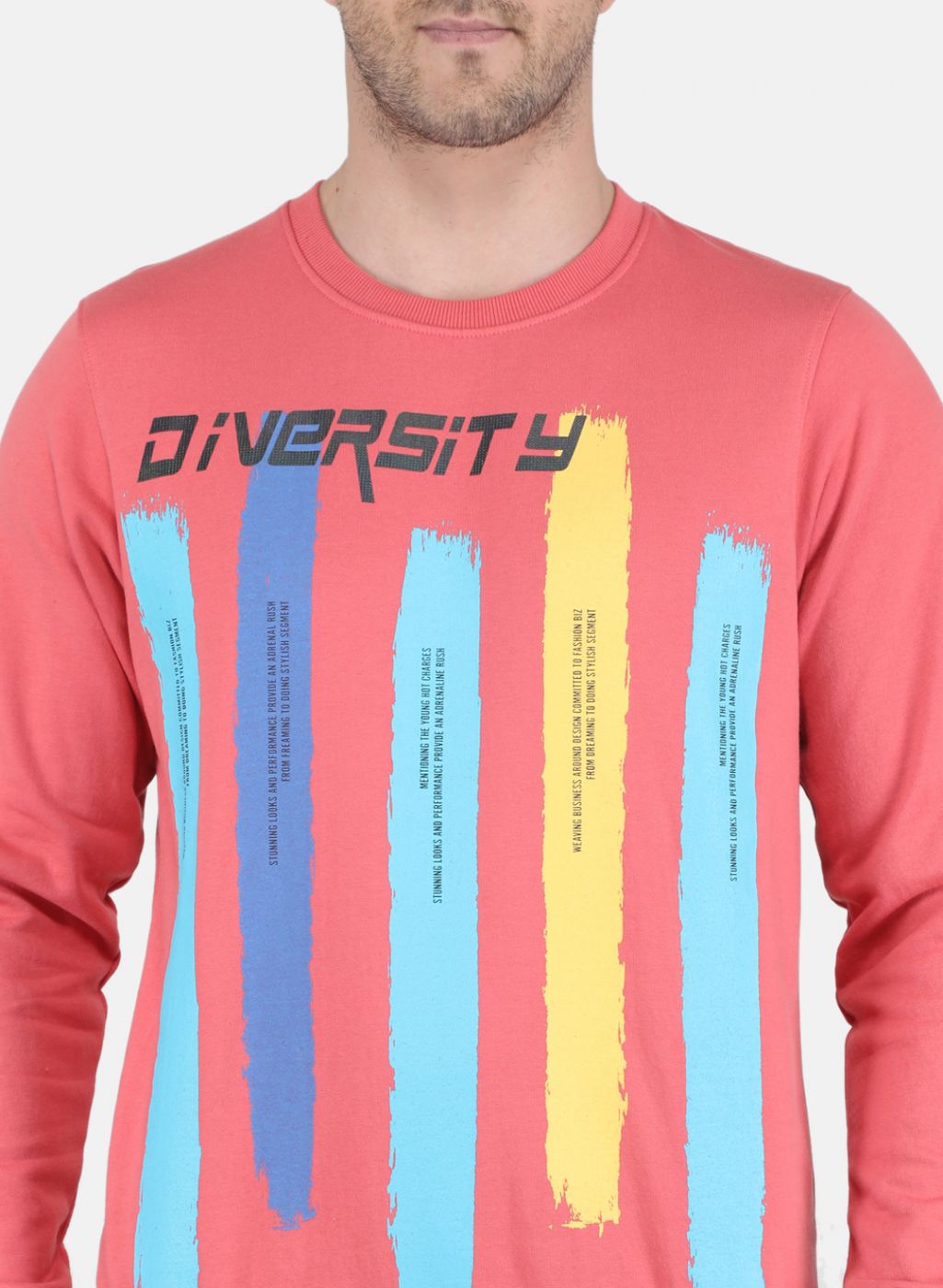 Men Peach Solid Sweatshirt