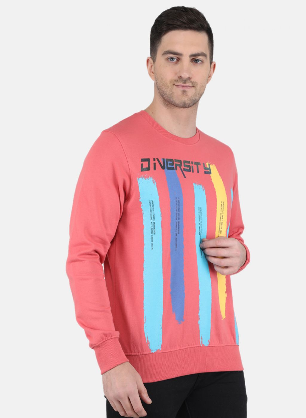 Men Peach Solid Sweatshirt