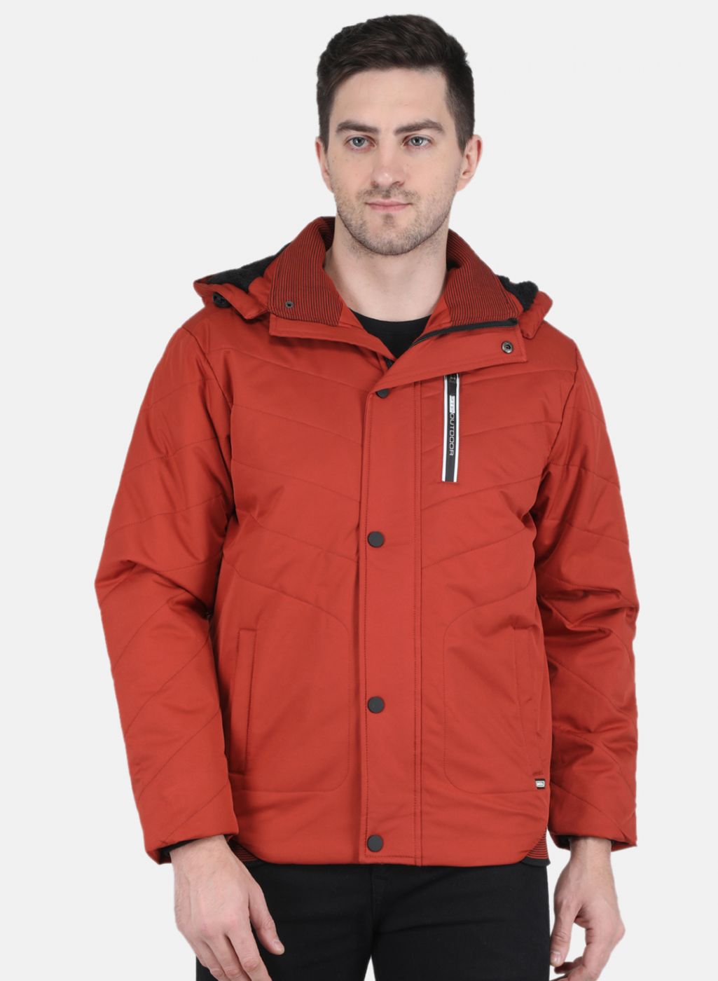 Men Orange Solid Jacket