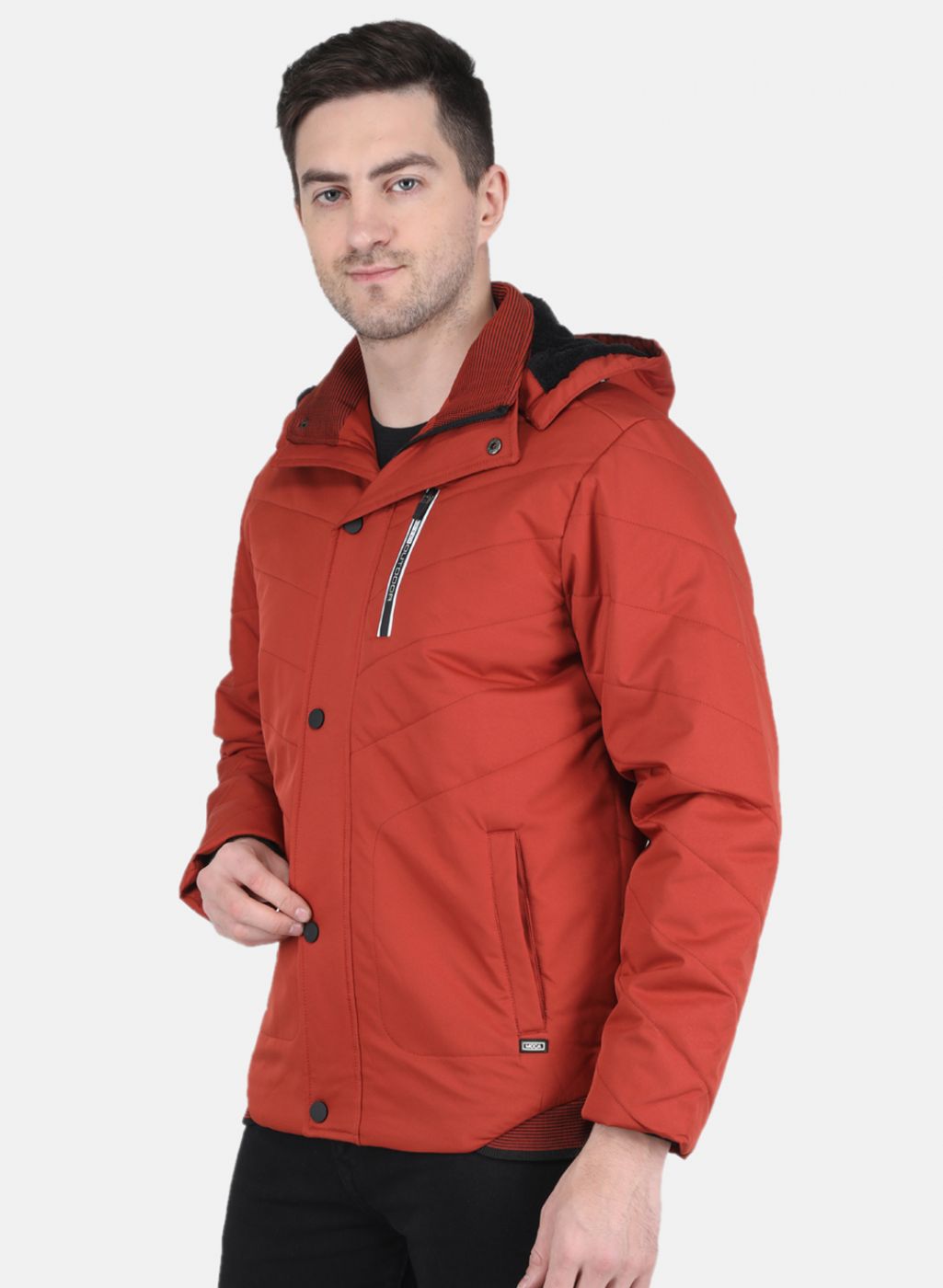 Men Orange Solid Jacket