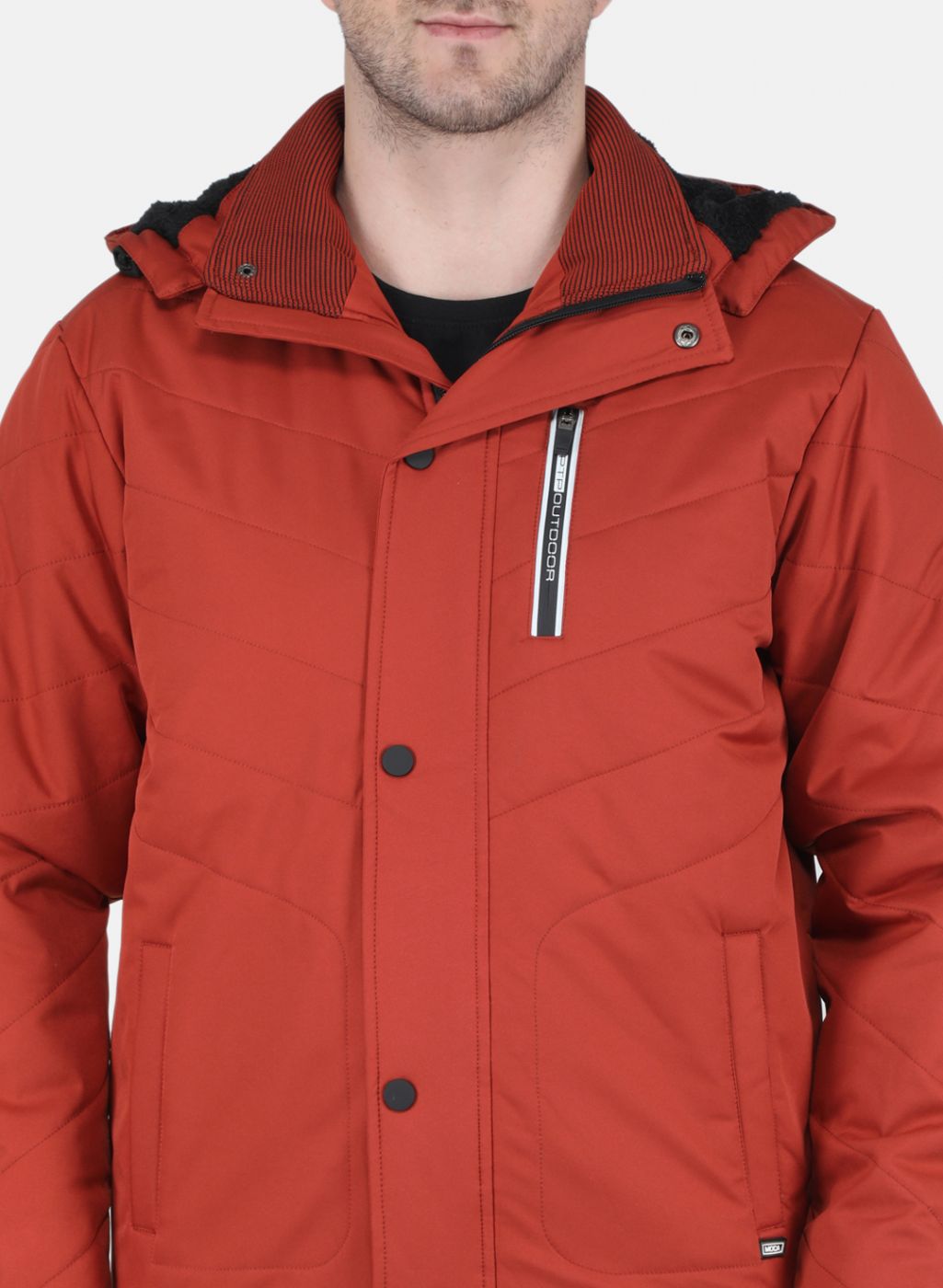 Men Orange Solid Jacket