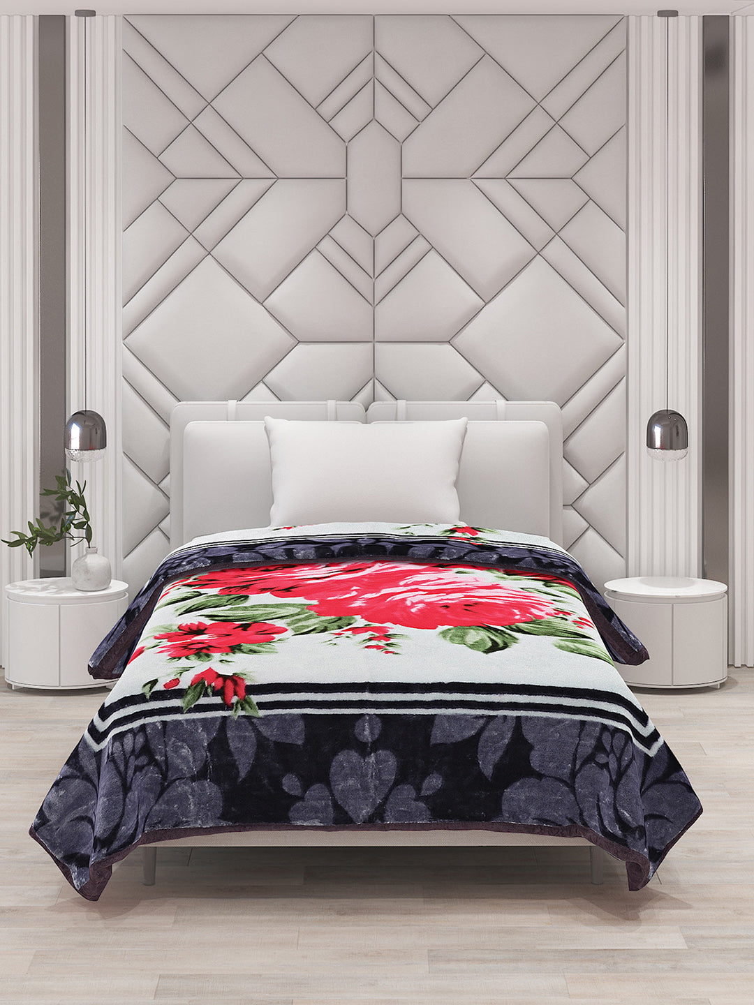 Printed Single Bed Mink Blanket for Mild Winter -1 Ply