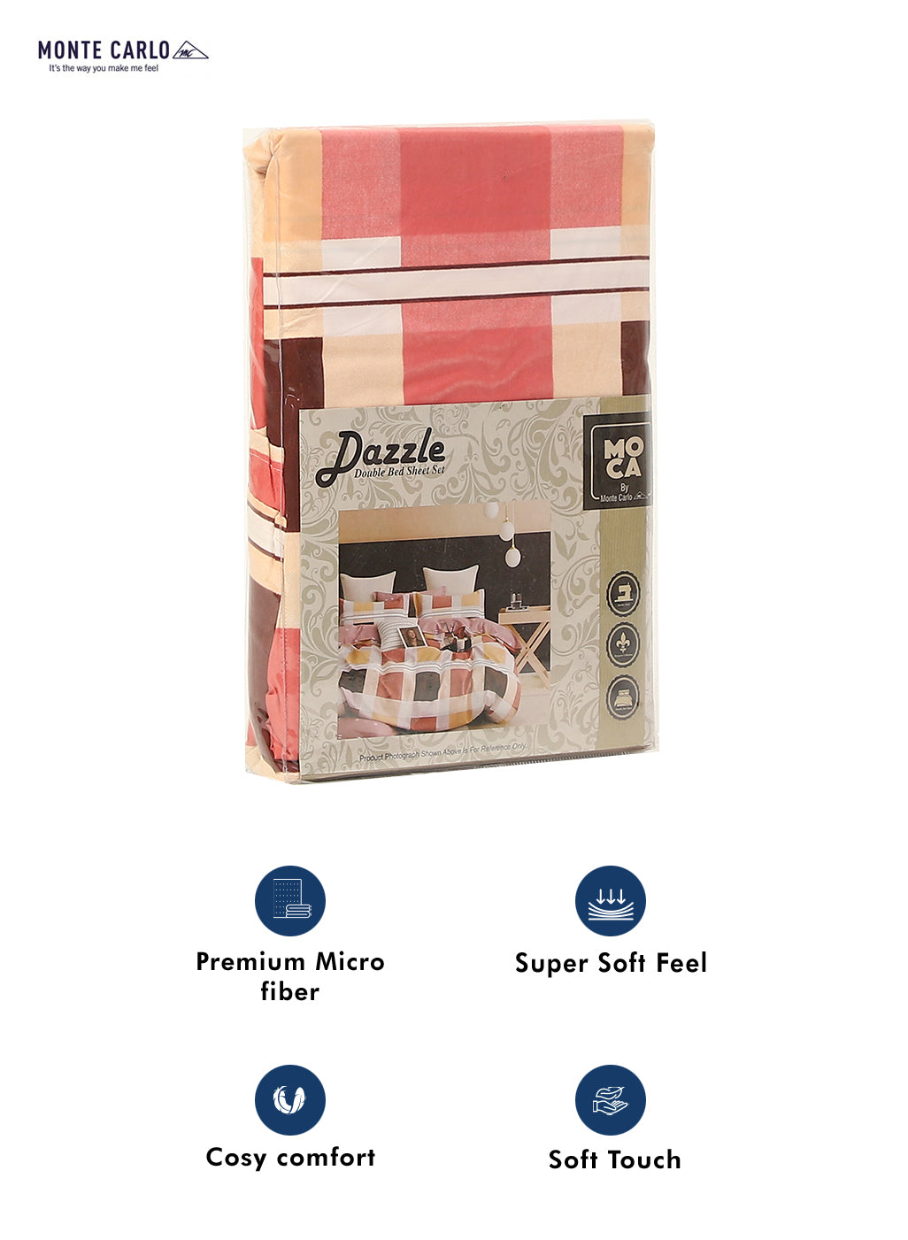 MOCA by Monte Carlo 120 GSM Microfibre Double Bedsheet with 2 Pillow Covers