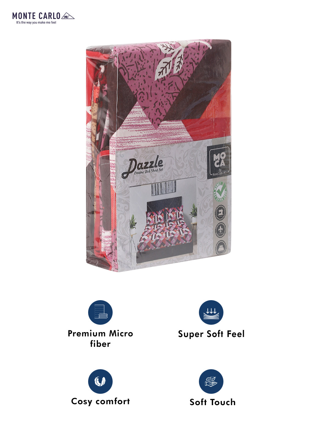 MOCA by Monte Carlo 120 GSM Microfibre Double Bedsheet (2 Pcs Set)