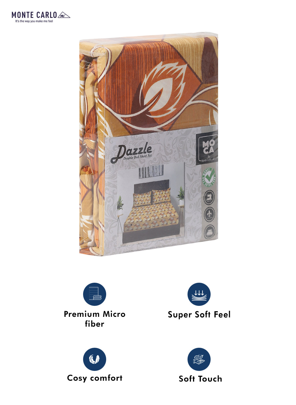MOCA by Monte Carlo 120 GSM Microfibre Double Bedsheet (2 Pcs Set)