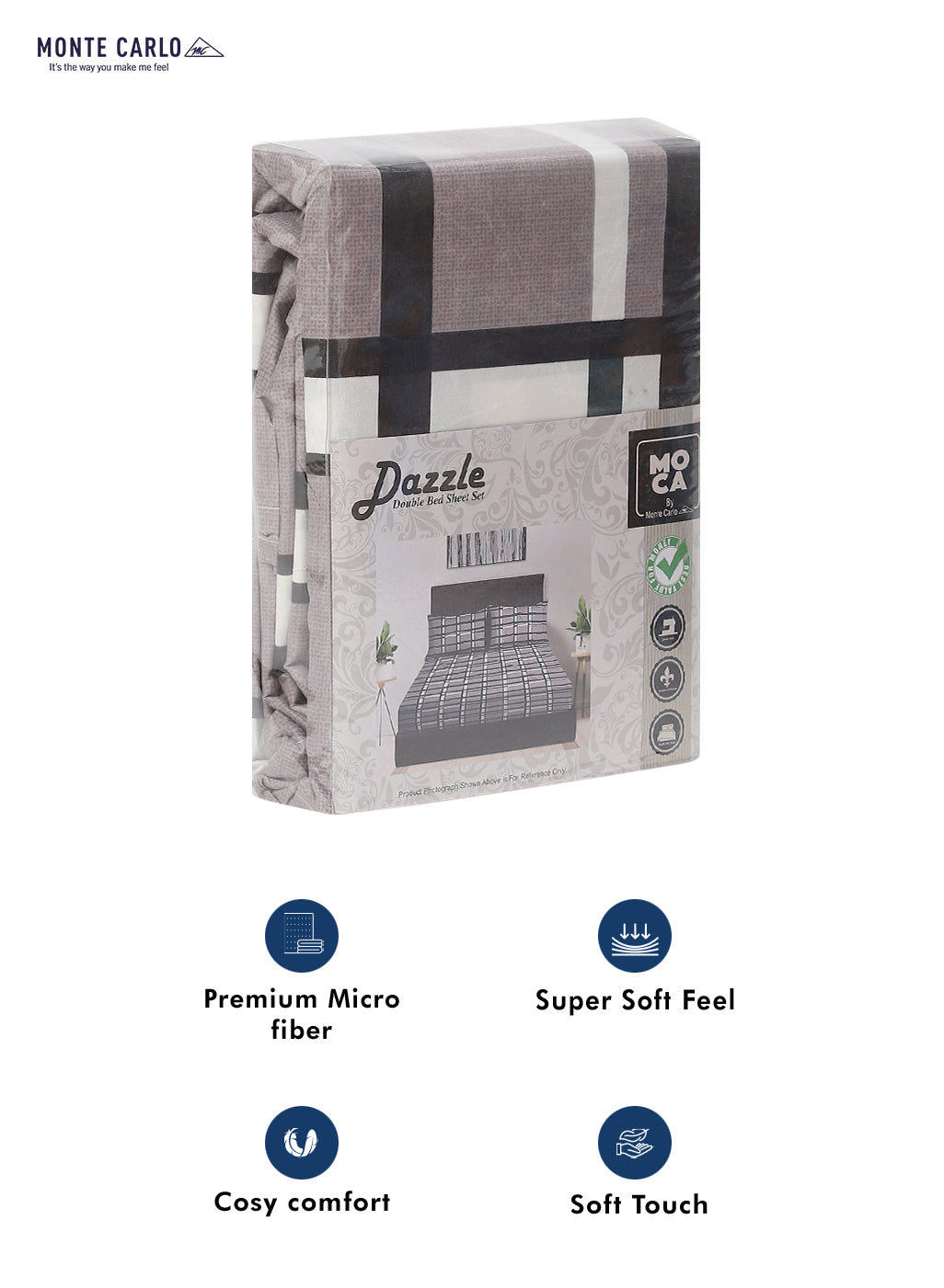 MOCA by Monte Carlo 120 GSM Microfibre Double Bedsheet (2 Pcs Set)