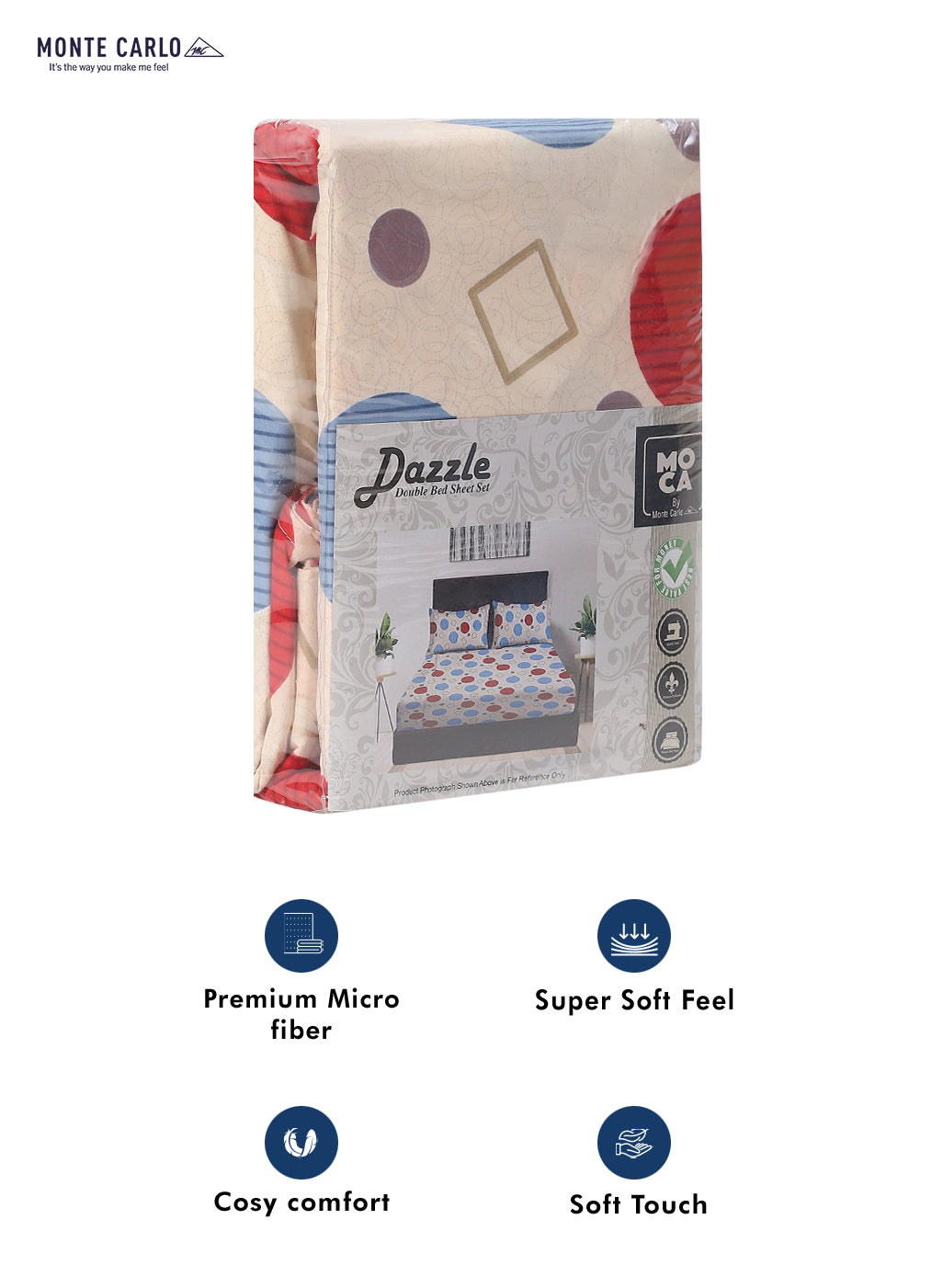 MOCA by Monte Carlo 120 GSM Microfibre Double Bedsheet (2 Pcs Set)