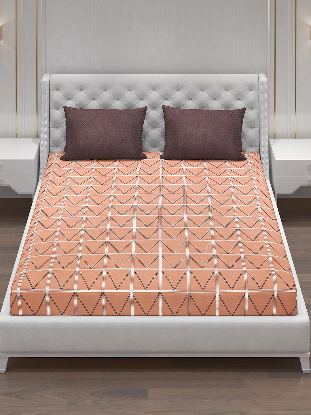 130 GSM Polyester Double Bed Bedsheet with 2 Pillow Covers