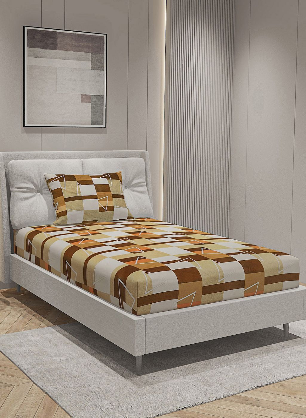 144TC Pure Cotton Single Bedsheet with 1 Pillow Covers