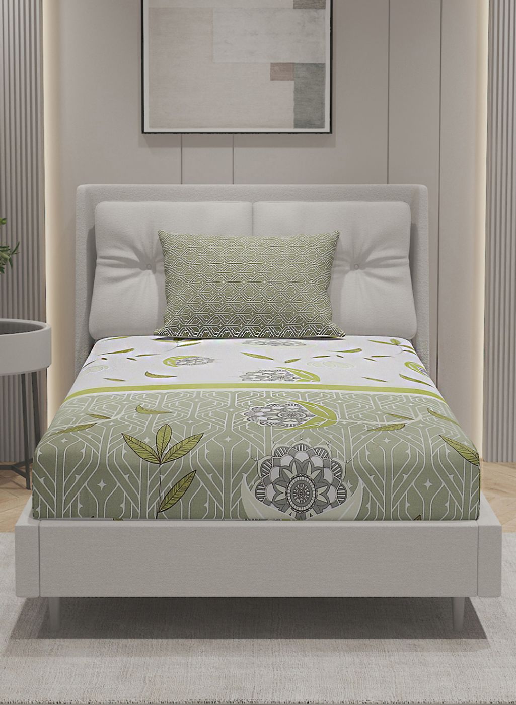 144TC Pure Cotton Single Bedsheet with 1 Pillow Covers