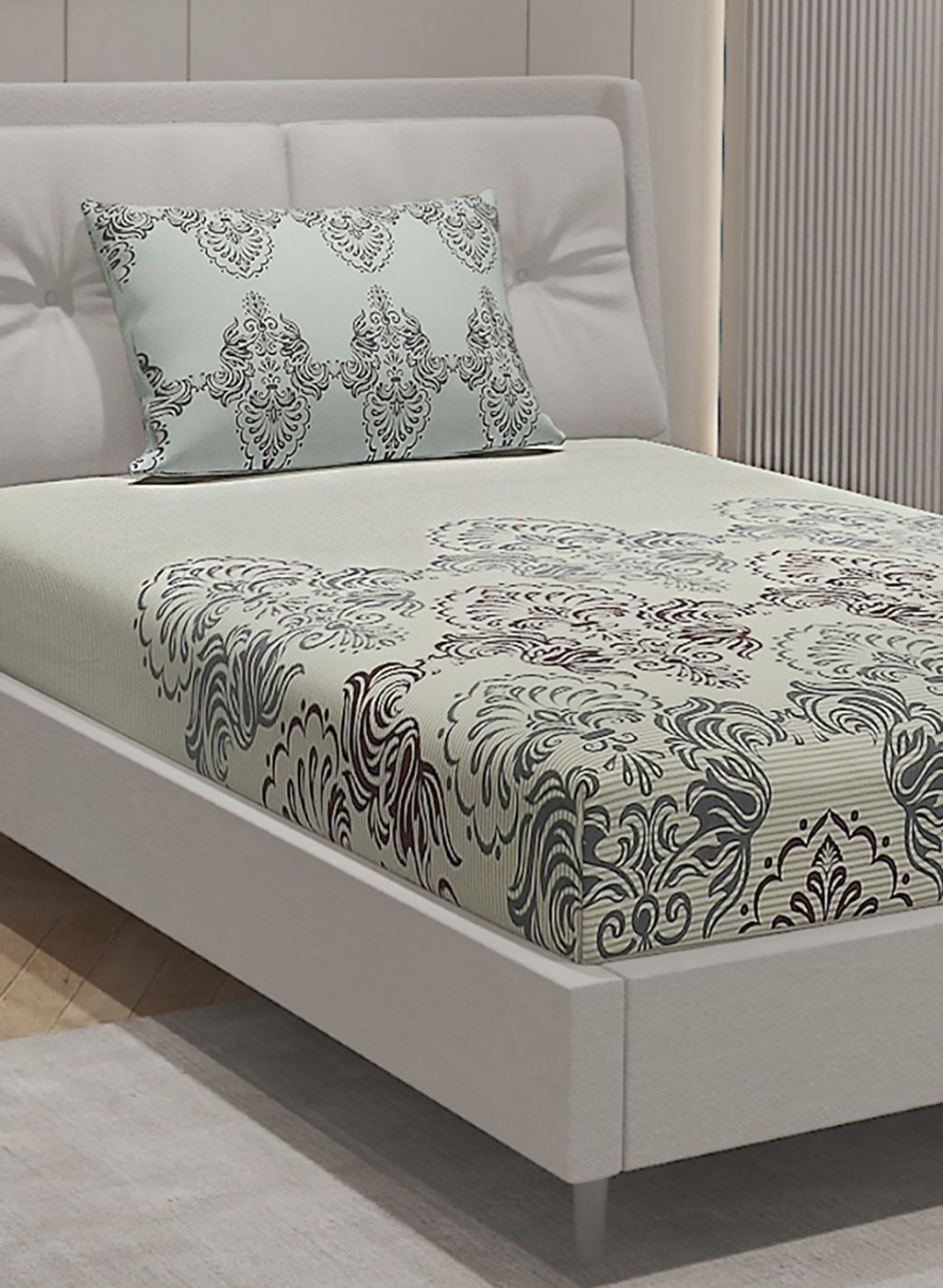 144TC Pure Cotton Single Bedsheet with 1 Pillow Covers