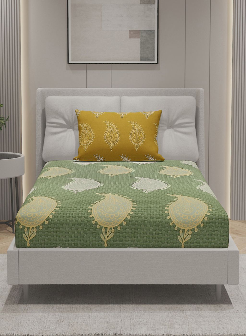 144TC Pure Cotton Single Bedsheet with 1 Pillow Covers