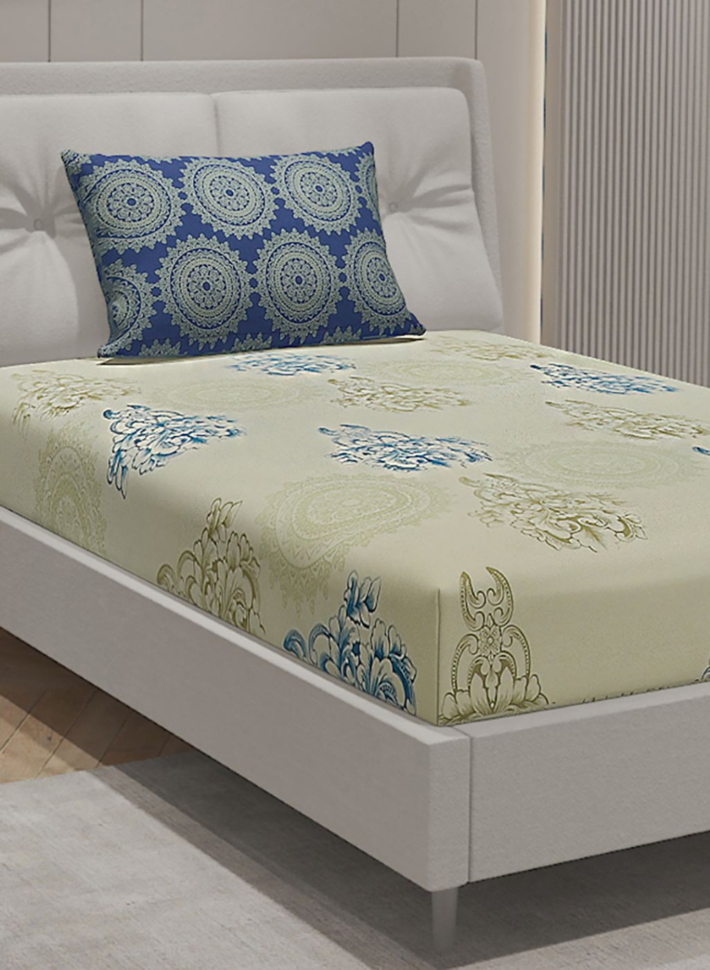 144TC Pure Cotton Single Bedsheet with 1 Pillow Covers