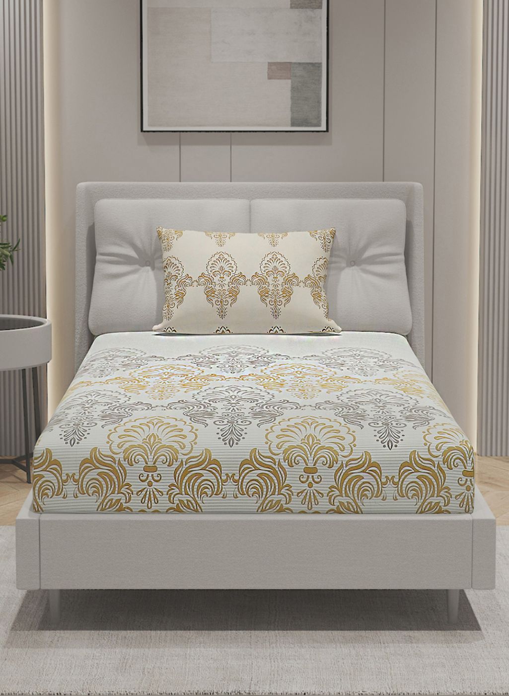 144TC Pure Cotton Single Bedsheet with 1 Pillow Covers