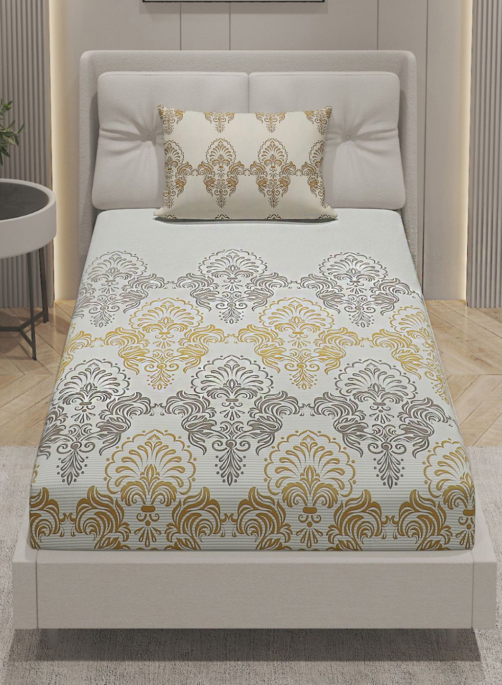 144TC Pure Cotton Single Bedsheet with 1 Pillow Covers