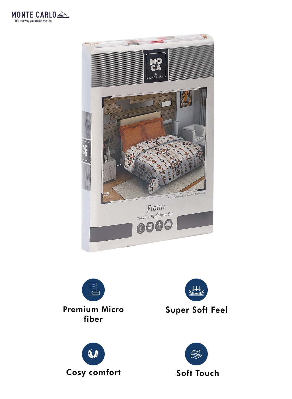 MOCA by Monte Carlo 104 TC Cotton Double Bedsheet with 2 Pillow Covers