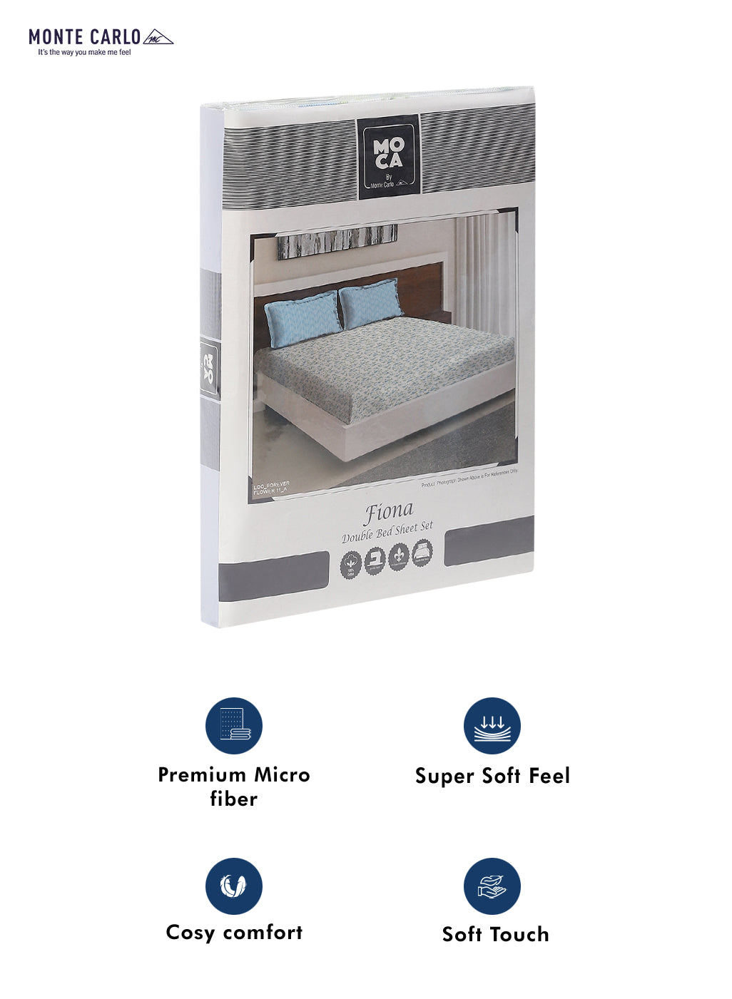 MOCA by Monte Carlo 104 TC Cotton Double Bedsheet with 2 Pillow Covers