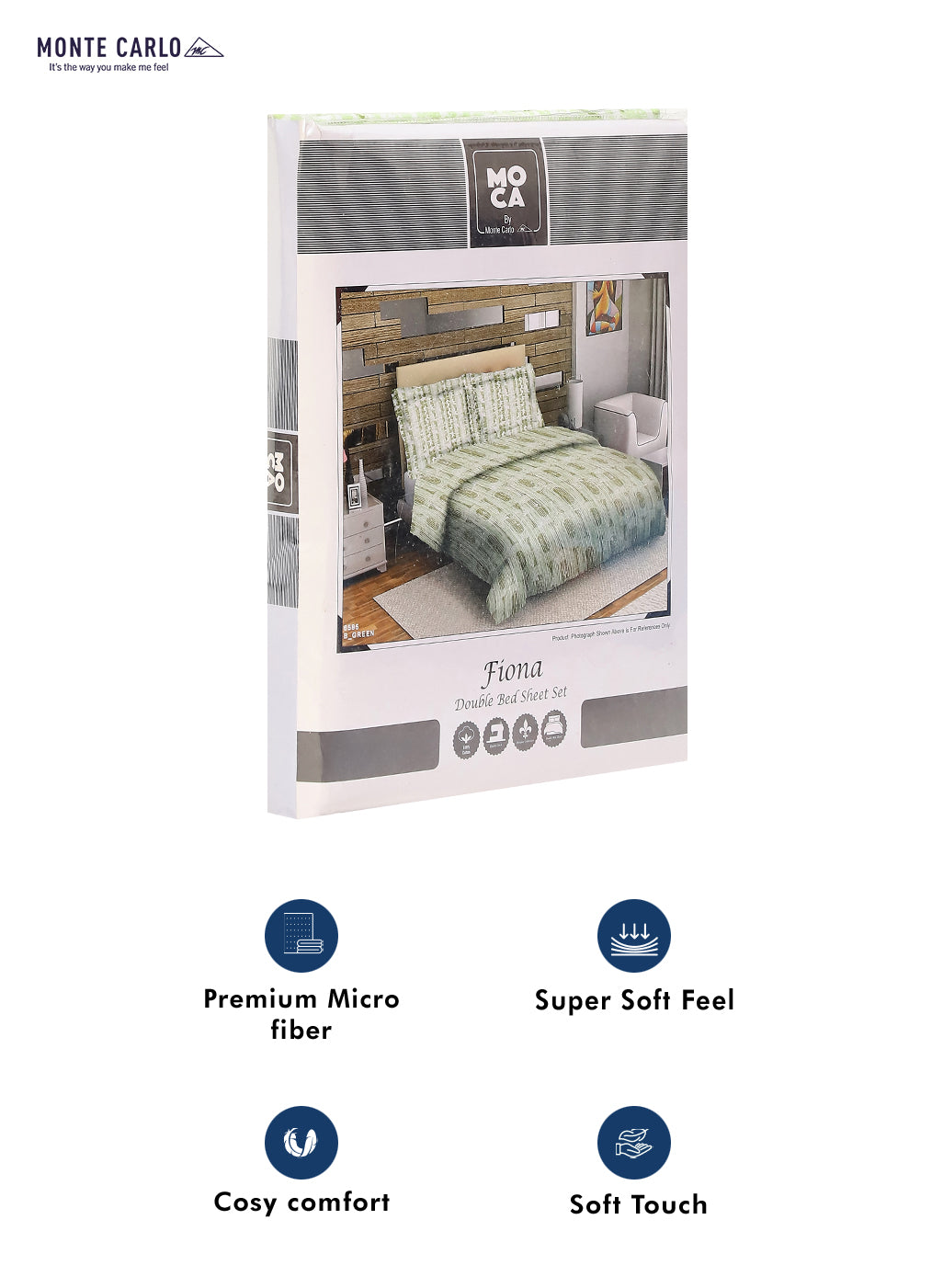 MOCA by Monte Carlo 104 TC Cotton Double Bedsheet with 2 Pillow Covers